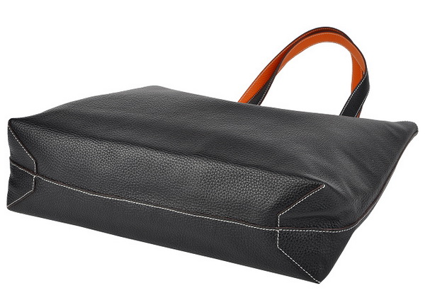 Best Hermes Reversible Leather Handbag Black/Orange 519020 - Click Image to Close